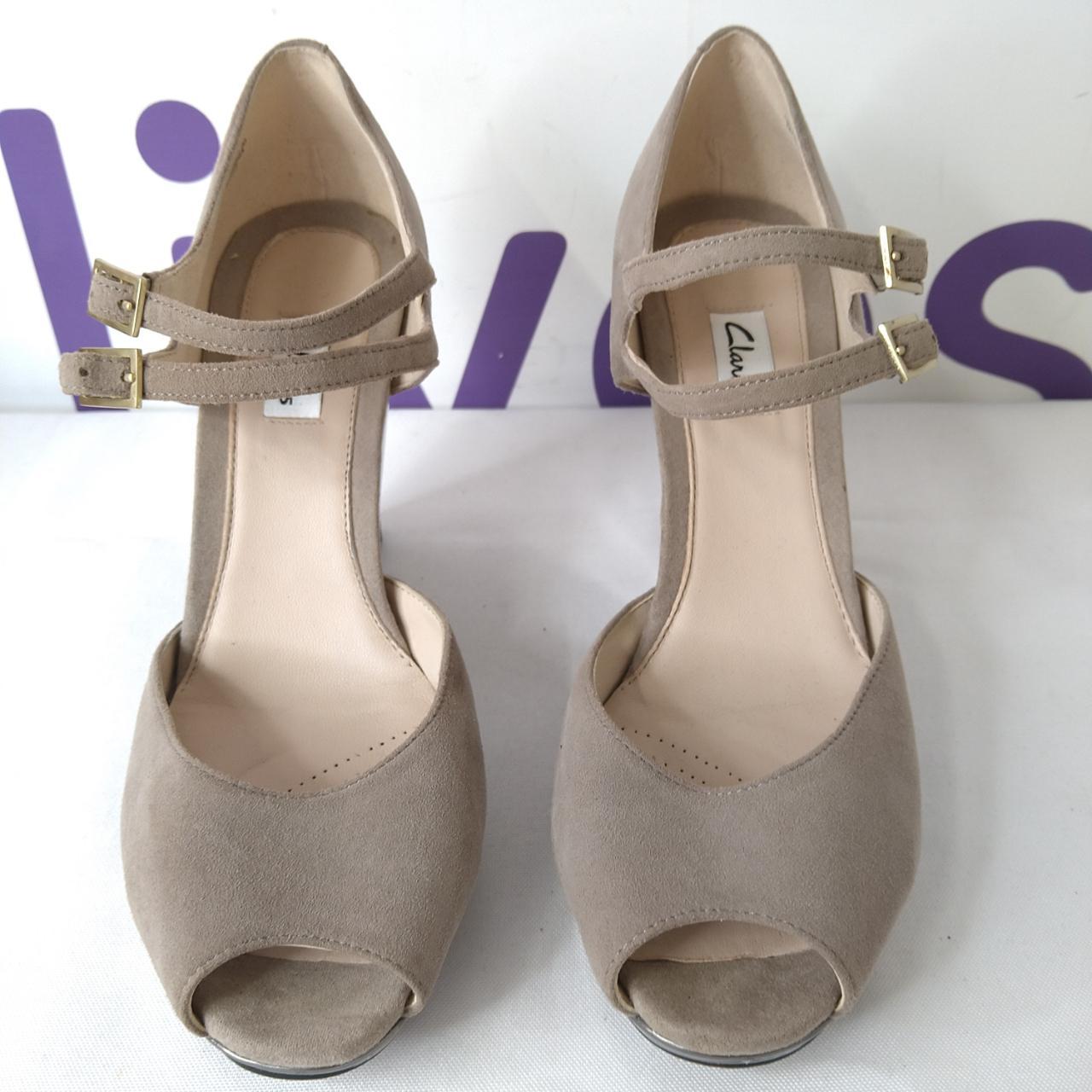 Clarks Ladies Beige Silver Platform Wedge