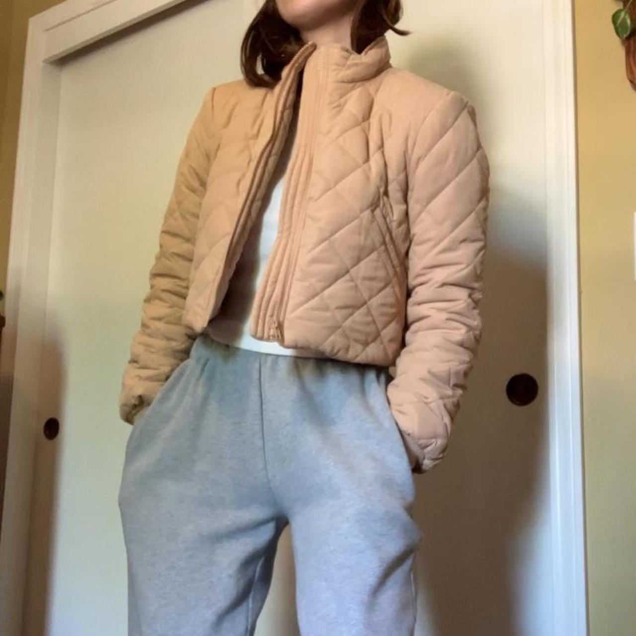 Princess Polly Women's Puffer Jacket Cream/Tan – Cropped