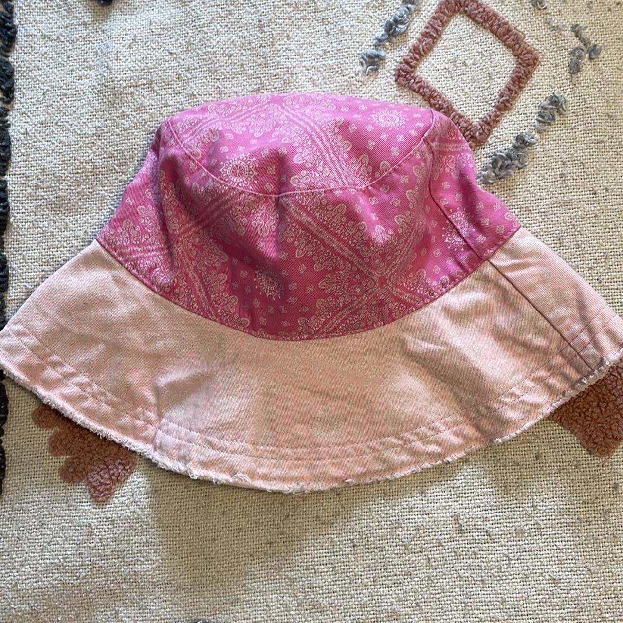 Free People Designer Bucket Hat Cotton Pink Paisley One Size