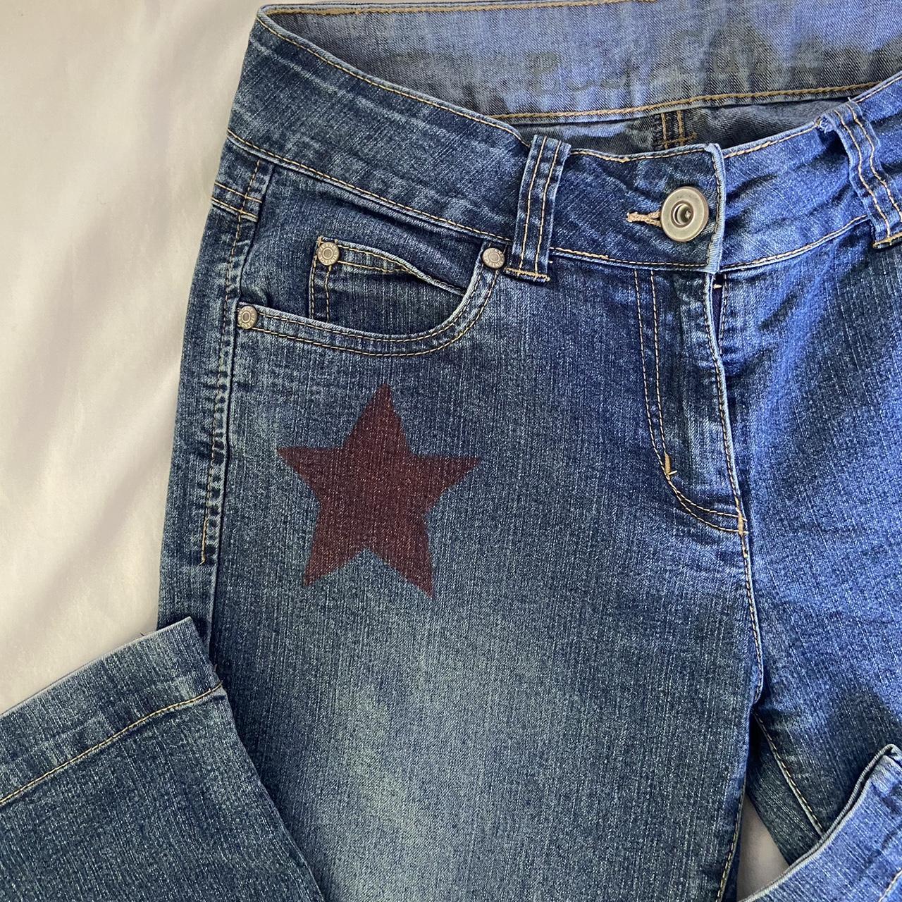 Women's Navy and Red Jeans | Depop