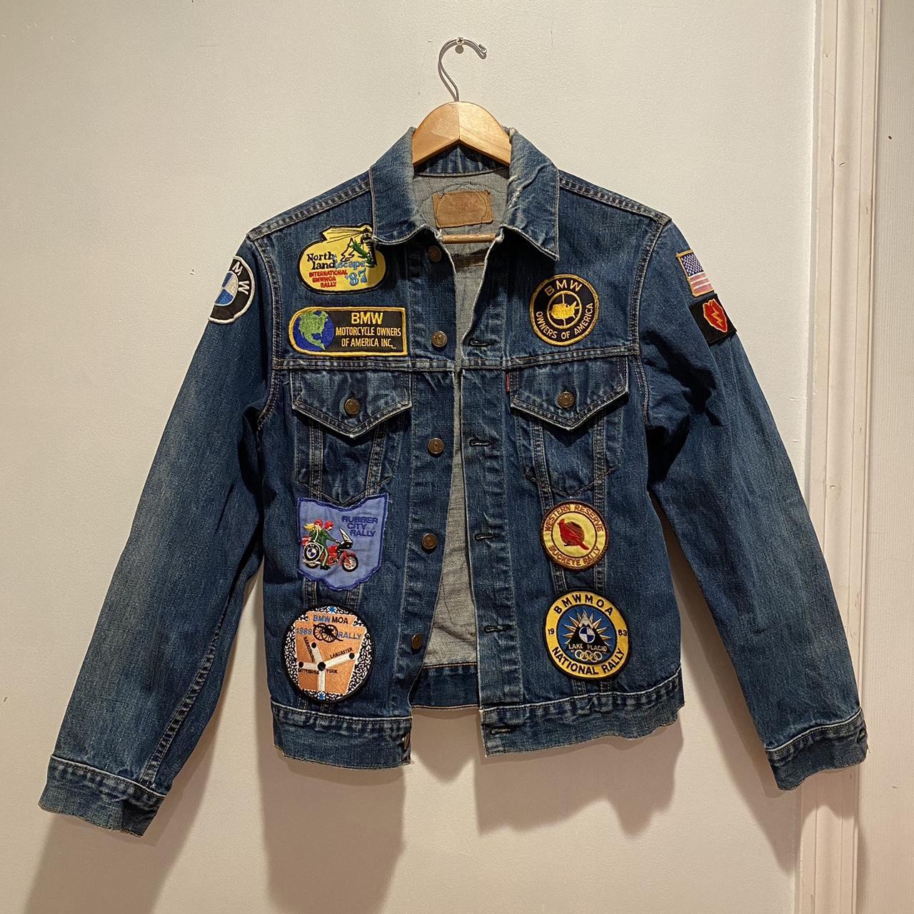 vintage levi's denim jacket with big patch on the - Depop