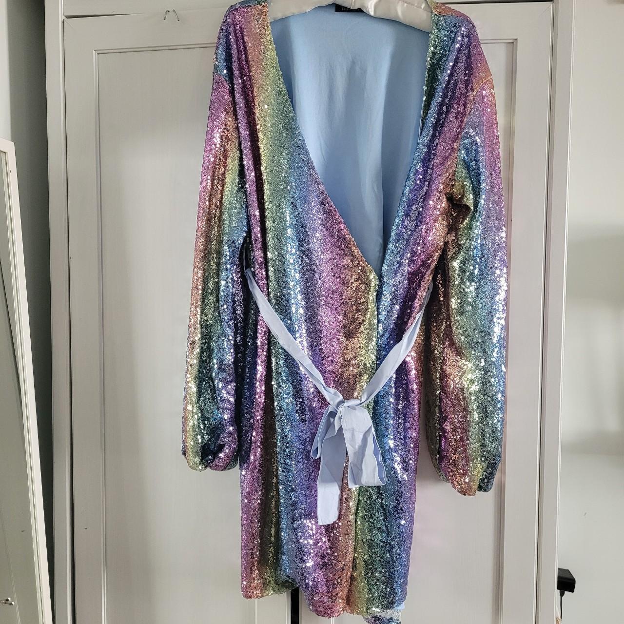 Rainbow sequin wrap dress hotsell