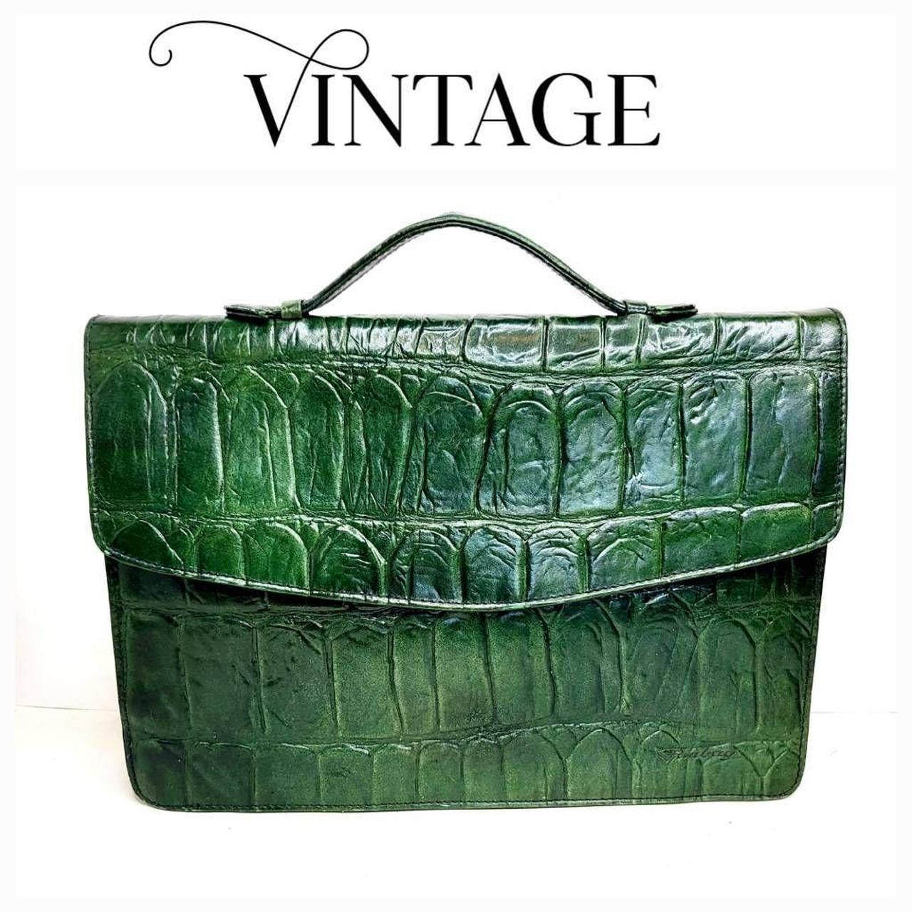 Stunning Brown & Tan 1960's Hornback CROCODILE Skin Handbag