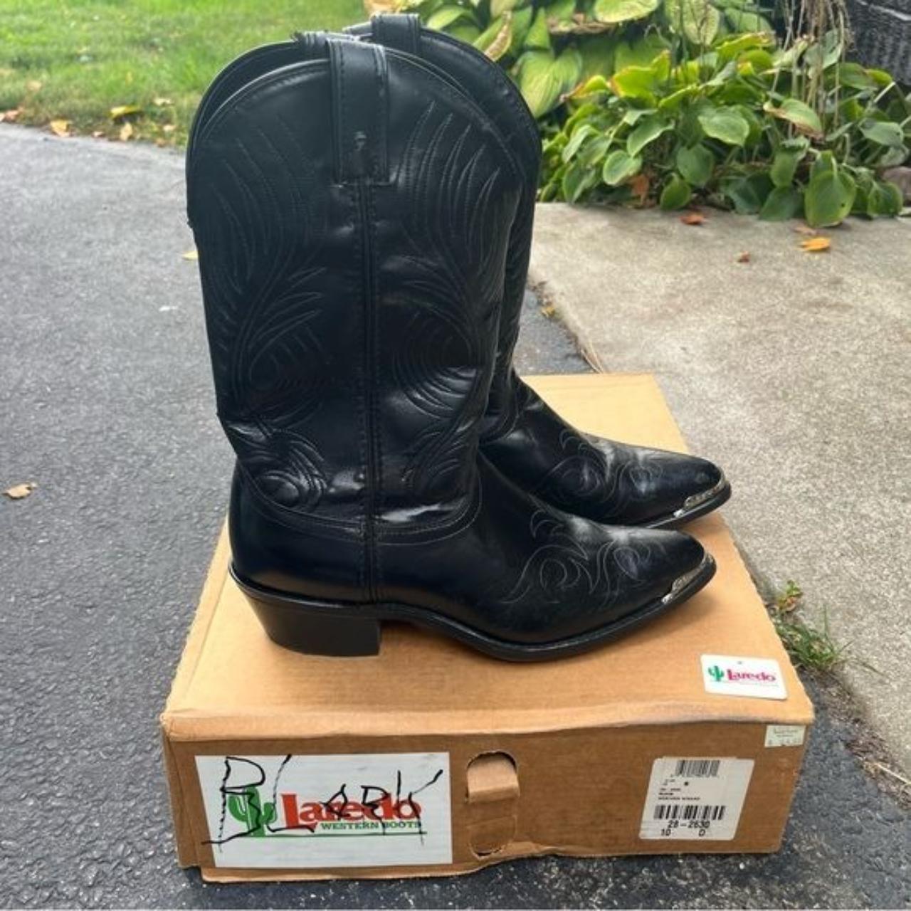 beautiful black boots with a unique silver toe... - Depop