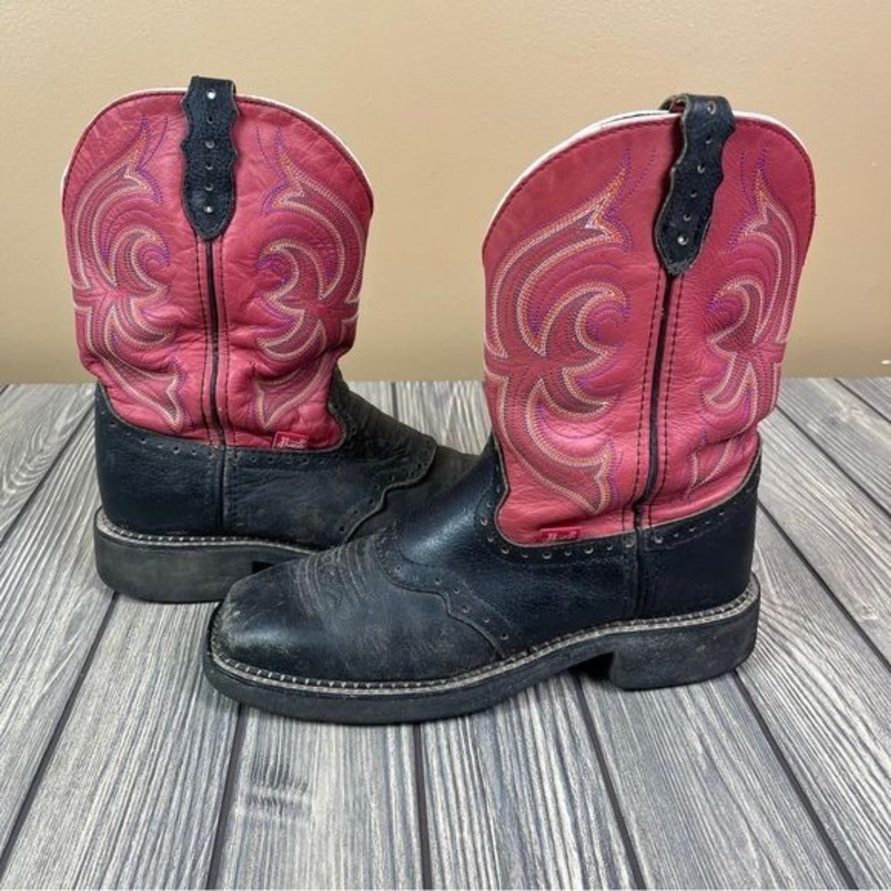 Black and sales pink cowboy boots