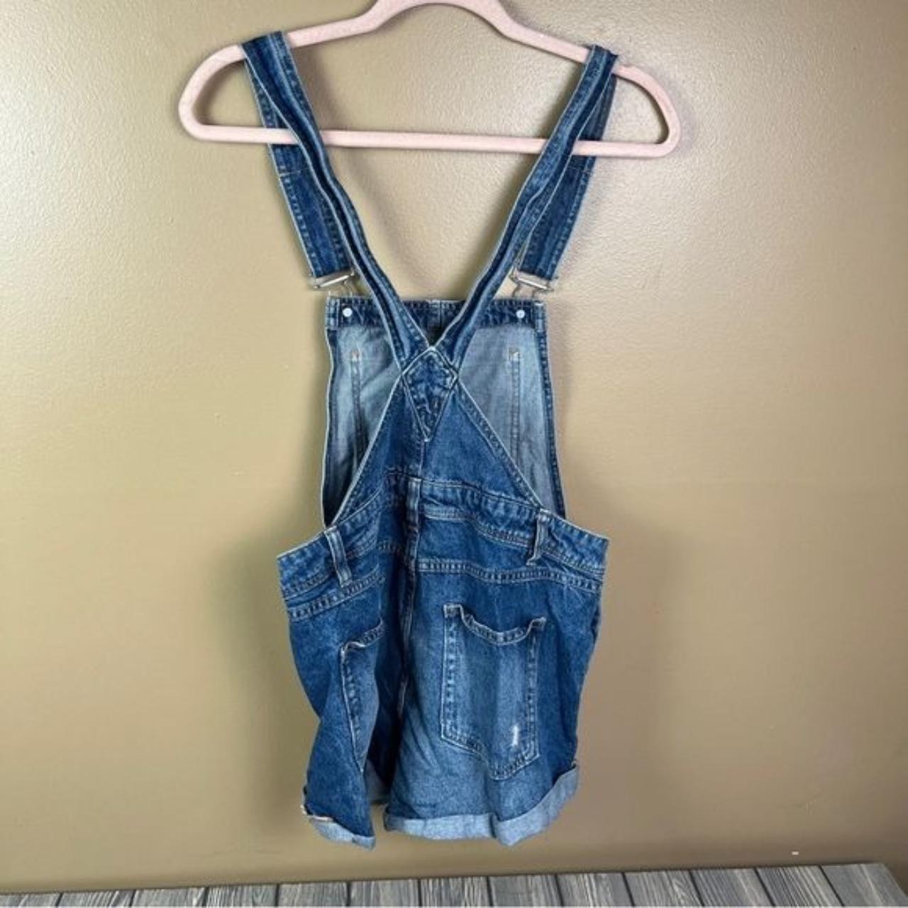 H&M Divided Denim Overall Shortalls Sz 8 denim... - Depop