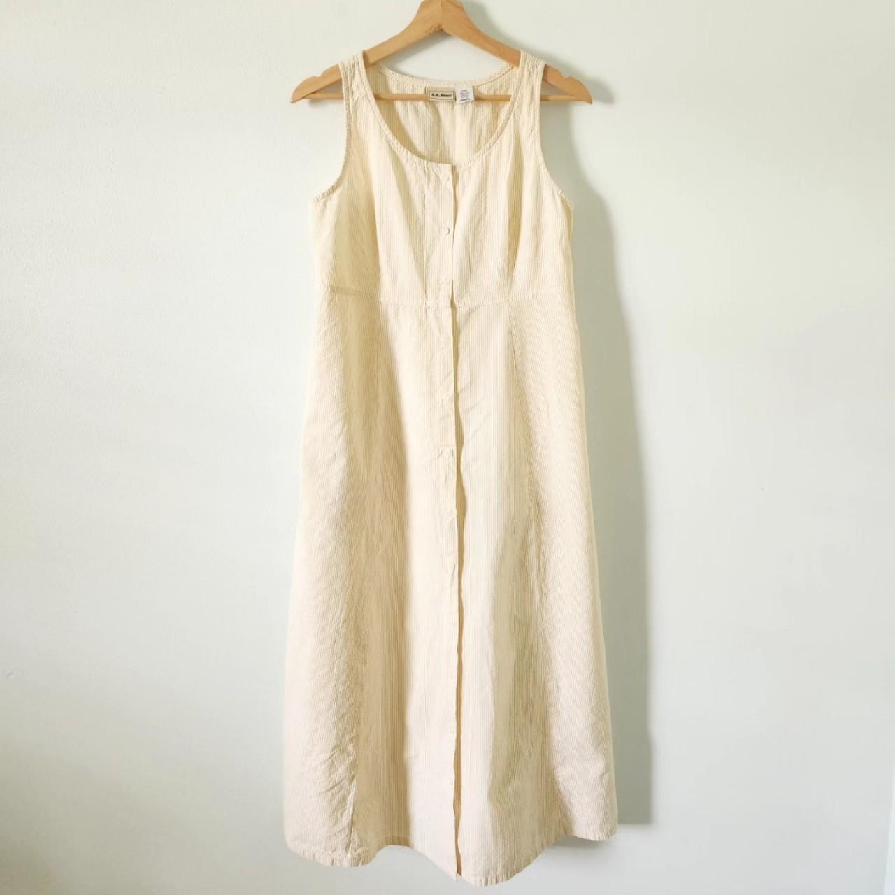 L.L.Bean Women's White and Orange Dress (2)
