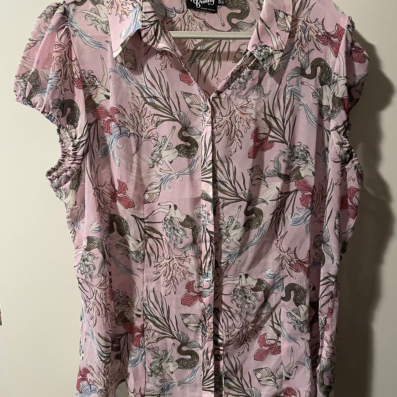 Hell bunny pink mermaid blouse size 4XL Worn once... - Depop
