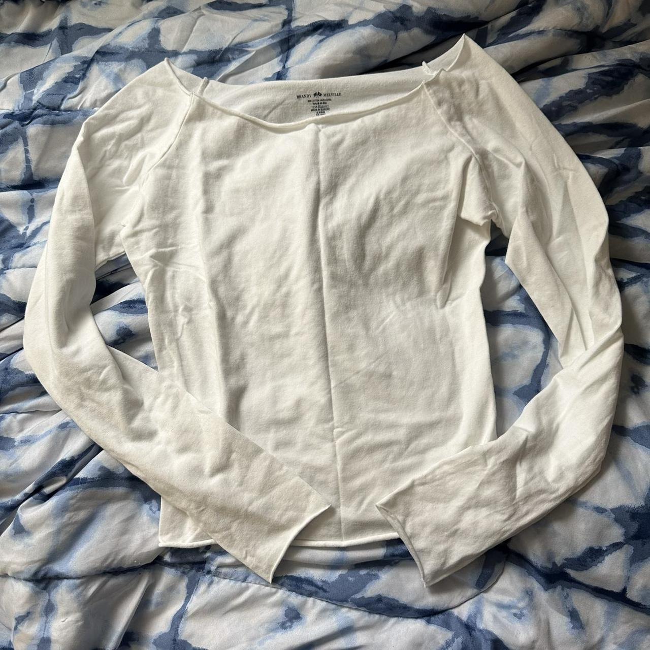 Brandy Melville off the shoulder Bonnie top in white... Depop
