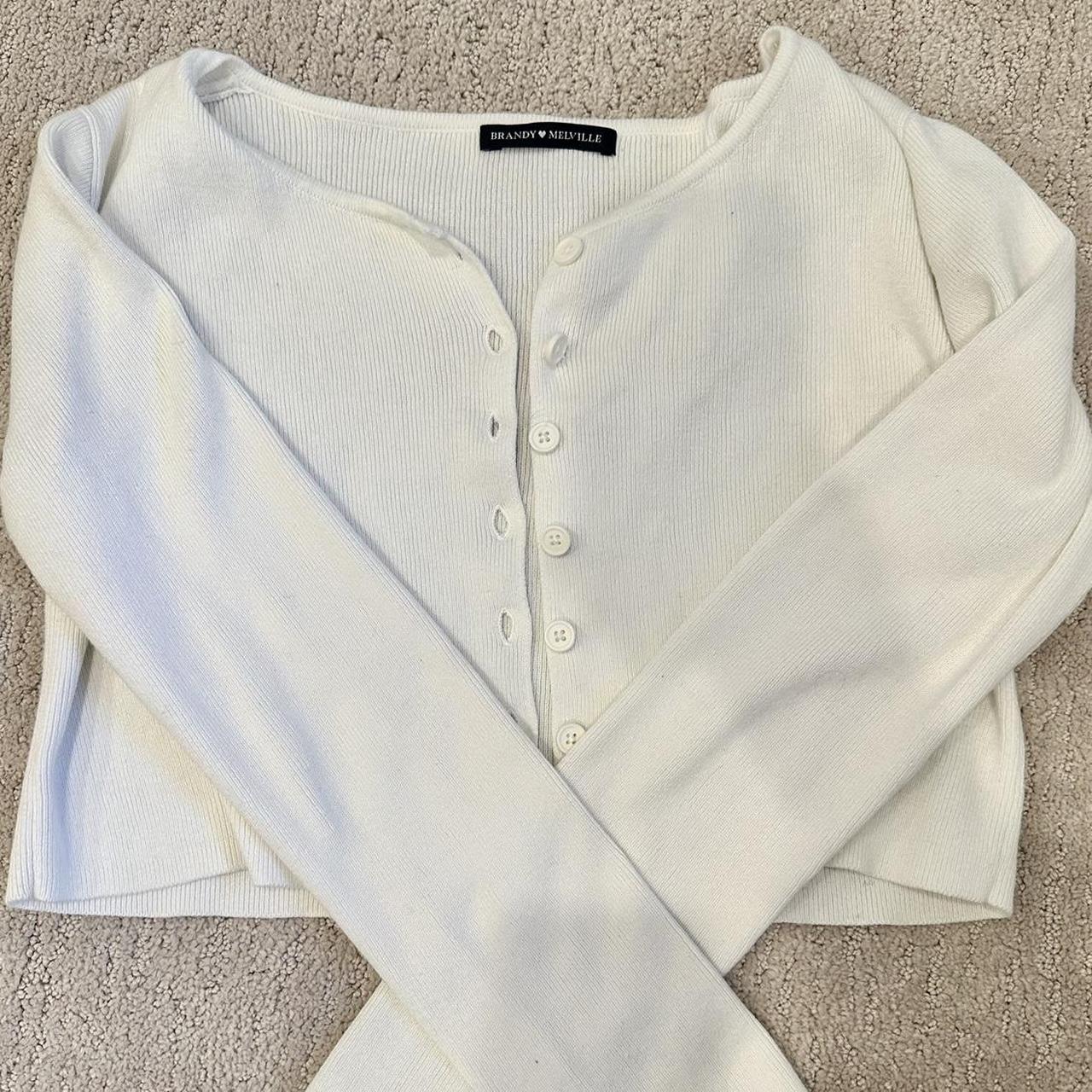 Brandy Melville Women's White Cardigan | Depop