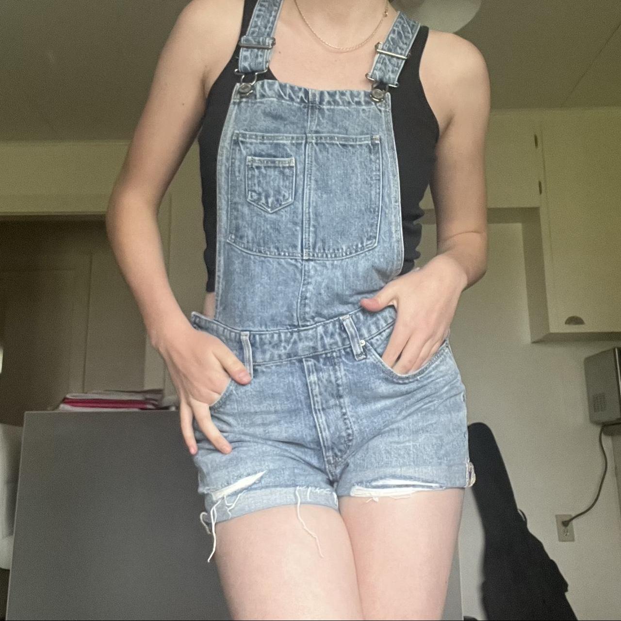 Cute denim overalls! Tag says the size is 4, but... - Depop