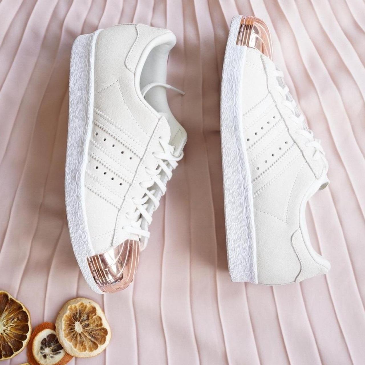 Adidas superstar metal toe beige rose gold suede online