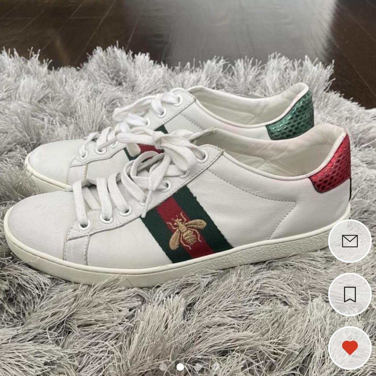 Gucci Tennis Slip on Red bottoms + great shape. - Depop