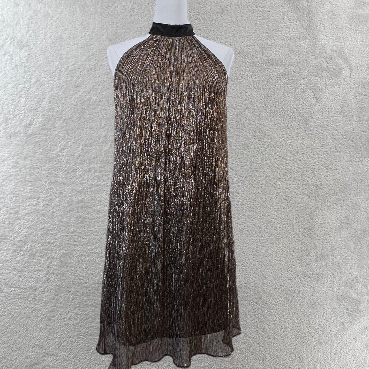 LAUNDRY SHELLI SEGAL Shift Dress Womens 2 Metallic... Depop
