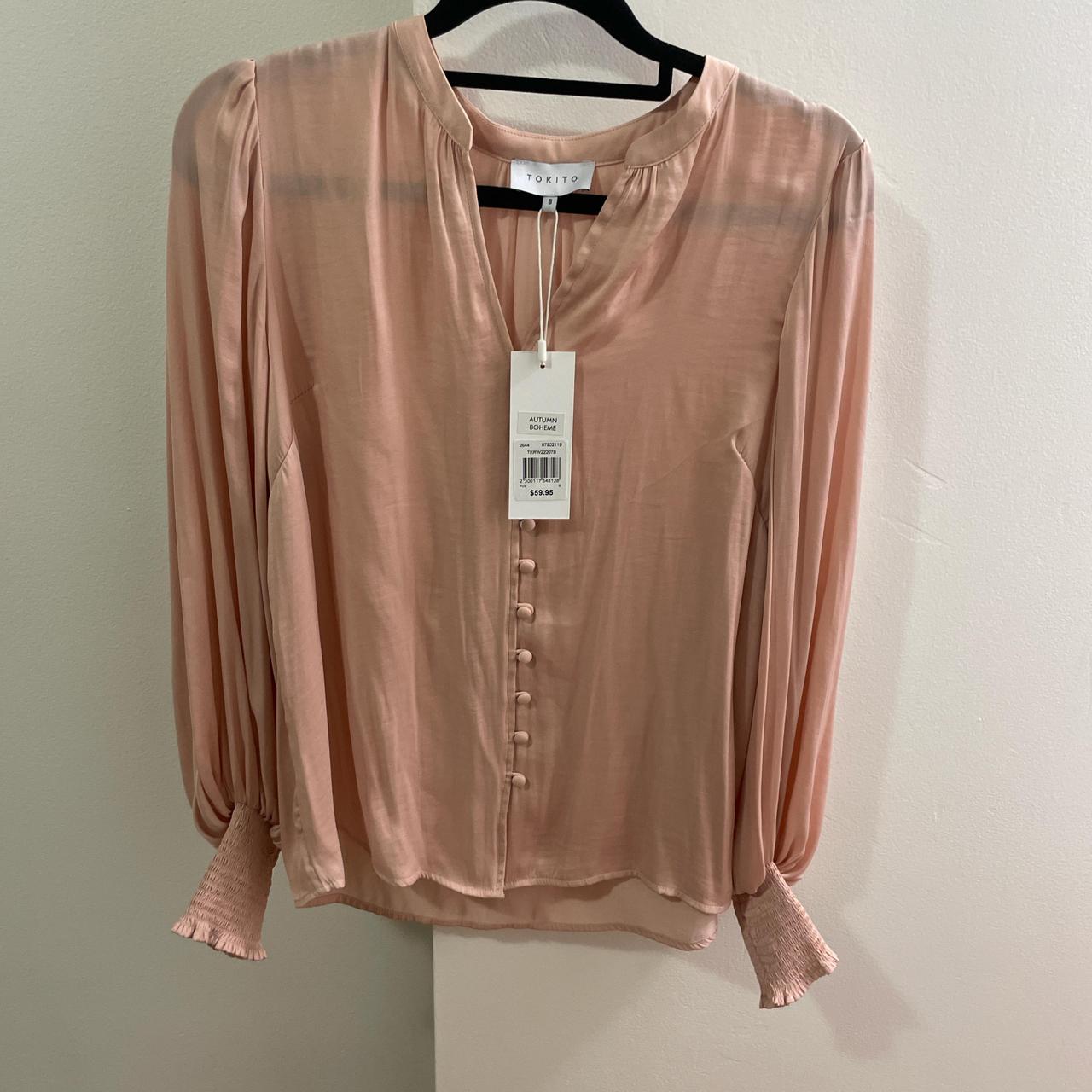 Tokito (Miss Shop - Myers) top, pale pink, satin... - Depop