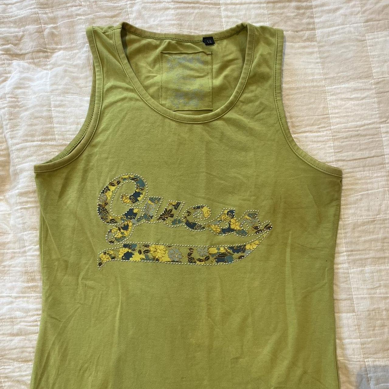 GUESS authentic tank top, line green, racerback,... Depop