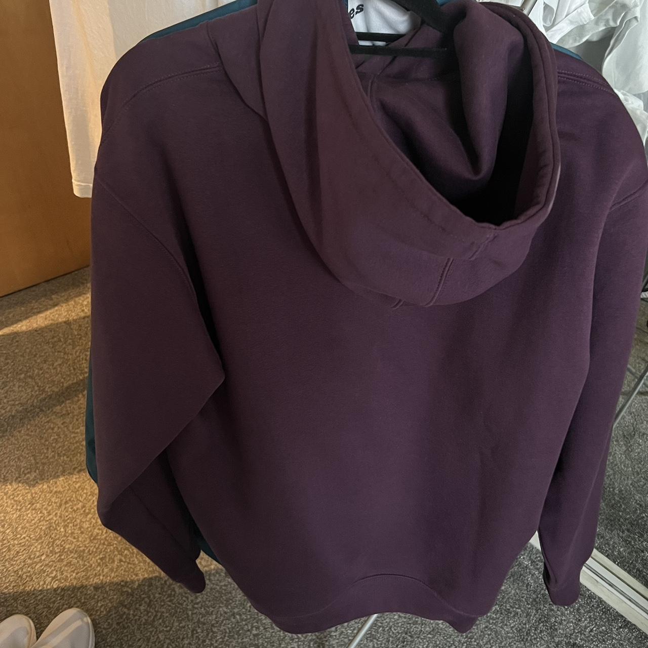 Obey Men's Burgundy and Yellow Hoodie Depop