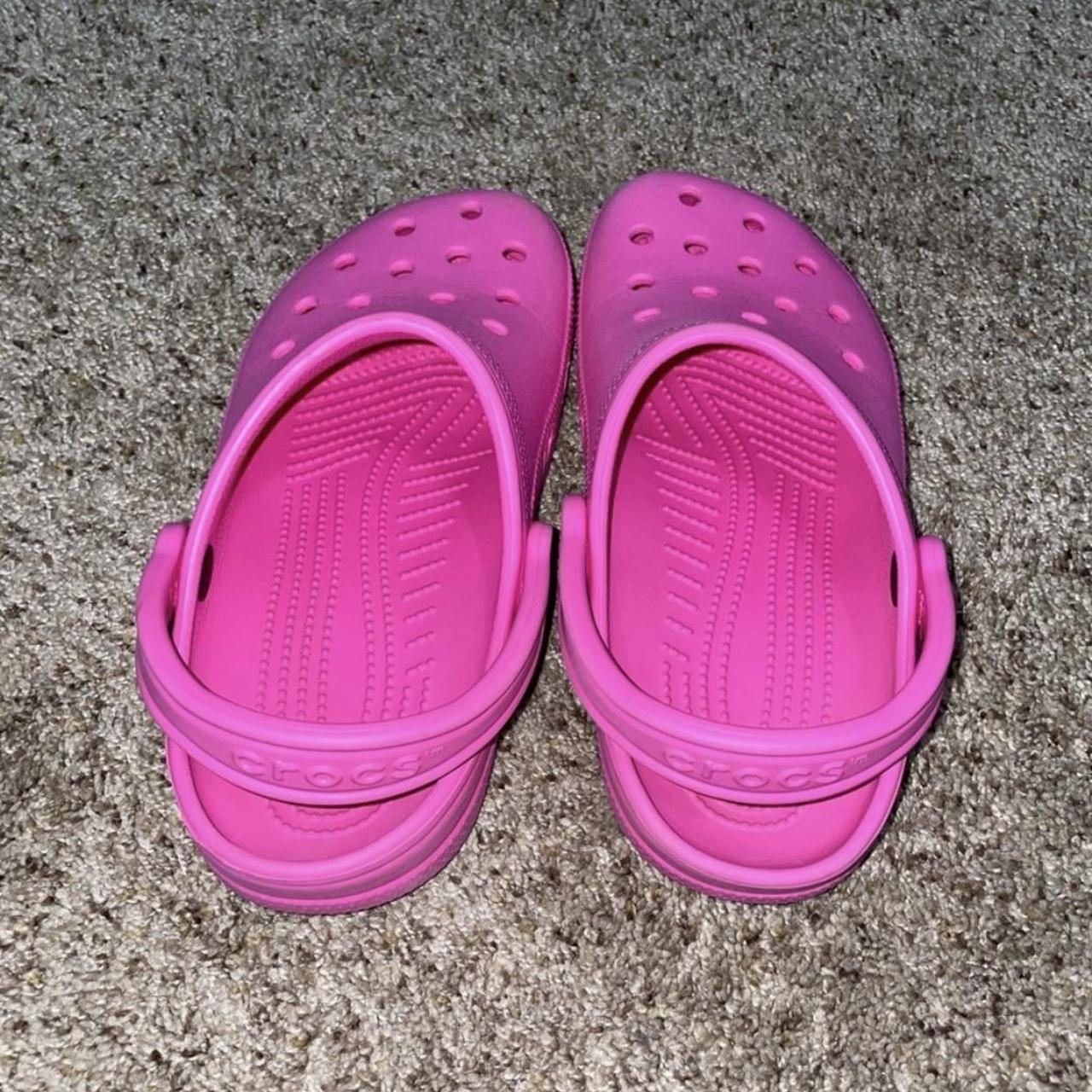 Hot Pink Crocs Worn Twice - Size J 6 / Womens... - Depop