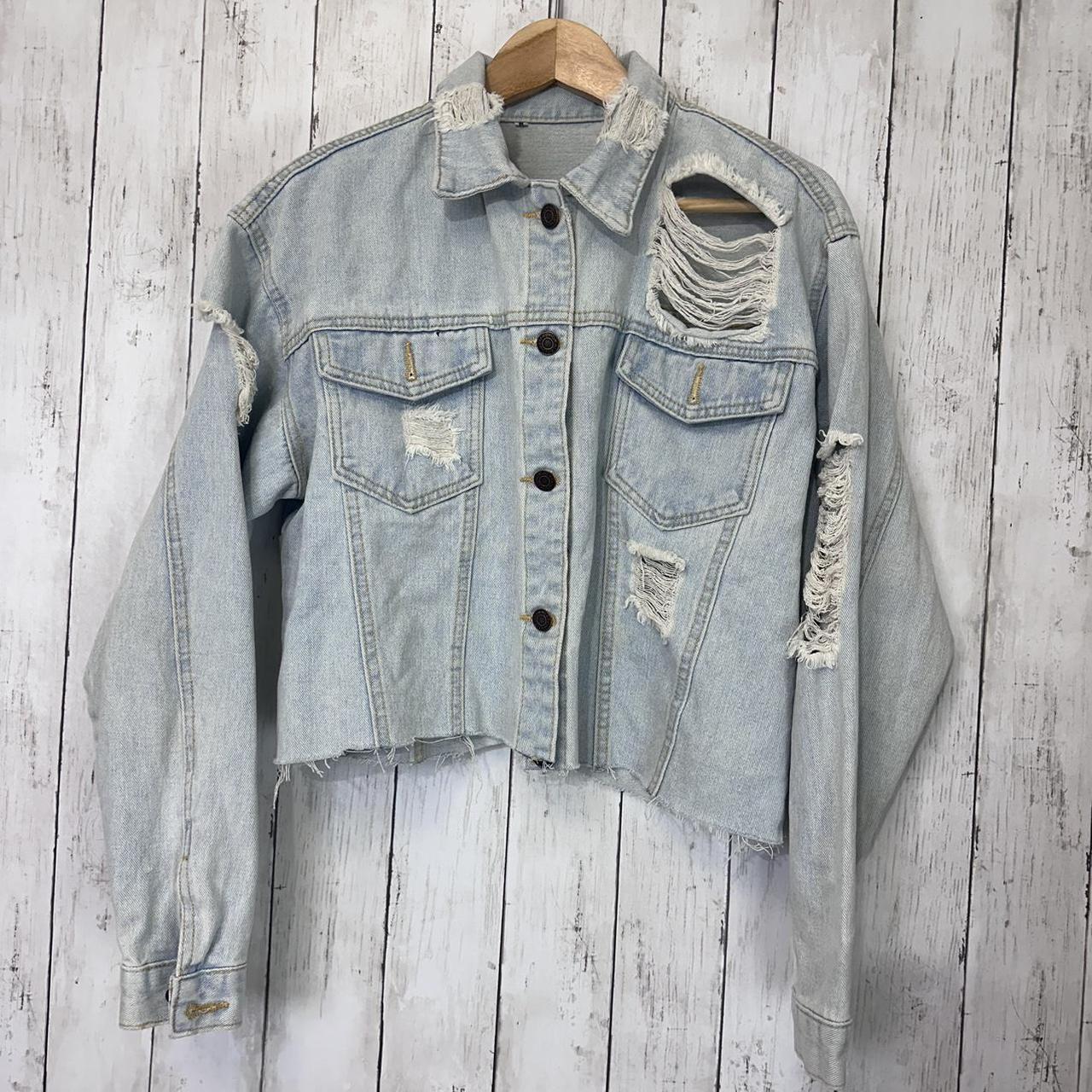 Light wash hotsell ripped jean jacket