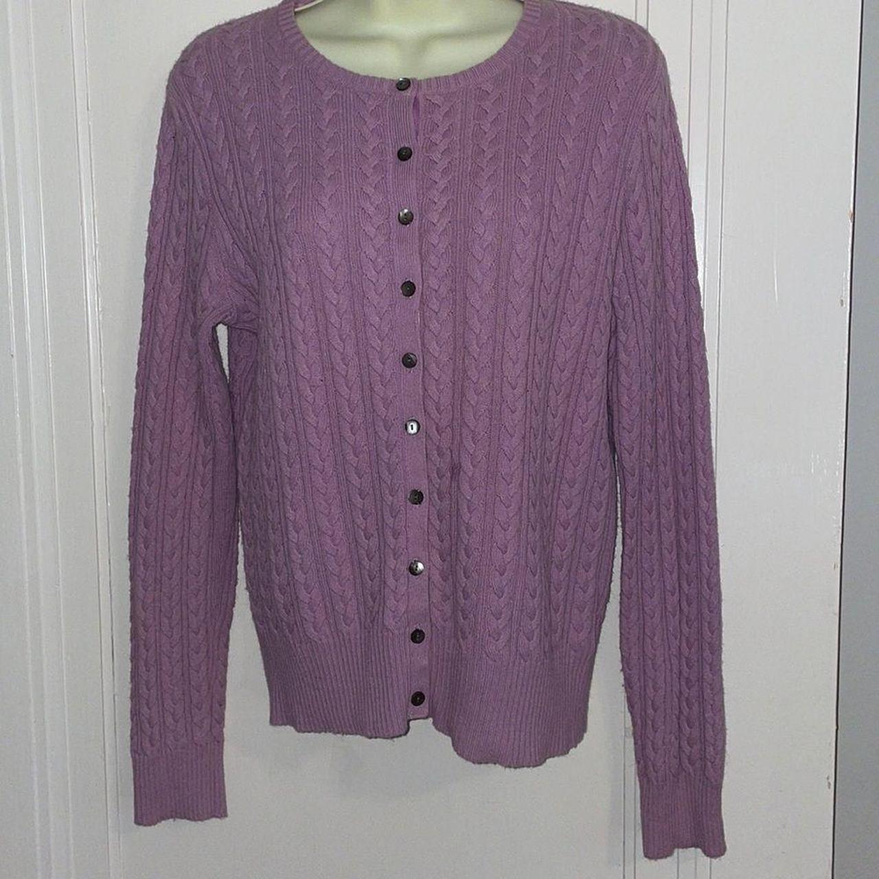 Eddie Bauer lavender cable knit cotton/nylon/ rayon/... - Depop