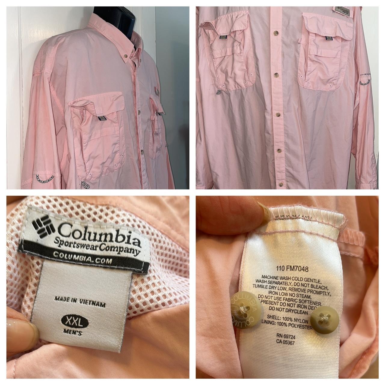 hoy pink, Columbia fishing gear shirt with back - Depop