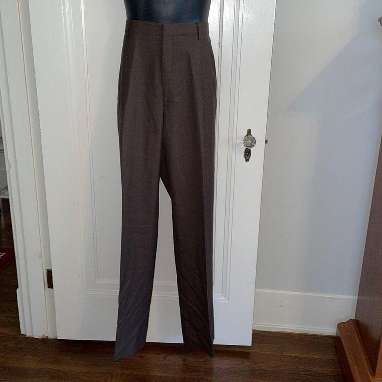 Berle brown wool pleat front dress pants Waist is - Depop