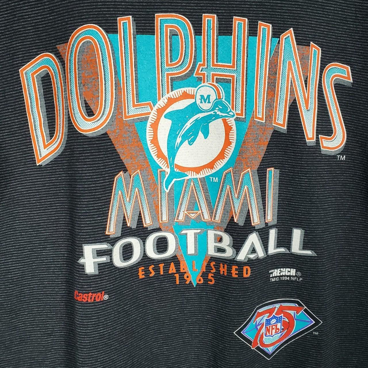 •1994 Miami Dolphins NFL Horizontal Striped Black &... - Depop