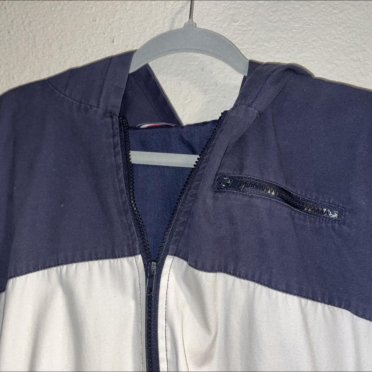 Brandy Melville Zip Jacket Coat Blue Stripe Color... Depop