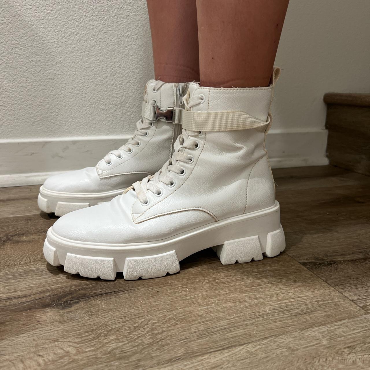 Steve madden white velcro boots online