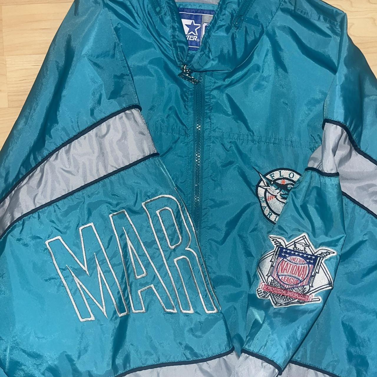 Vintage Starter Florida Marlins Teal 90s Baseball - Depop