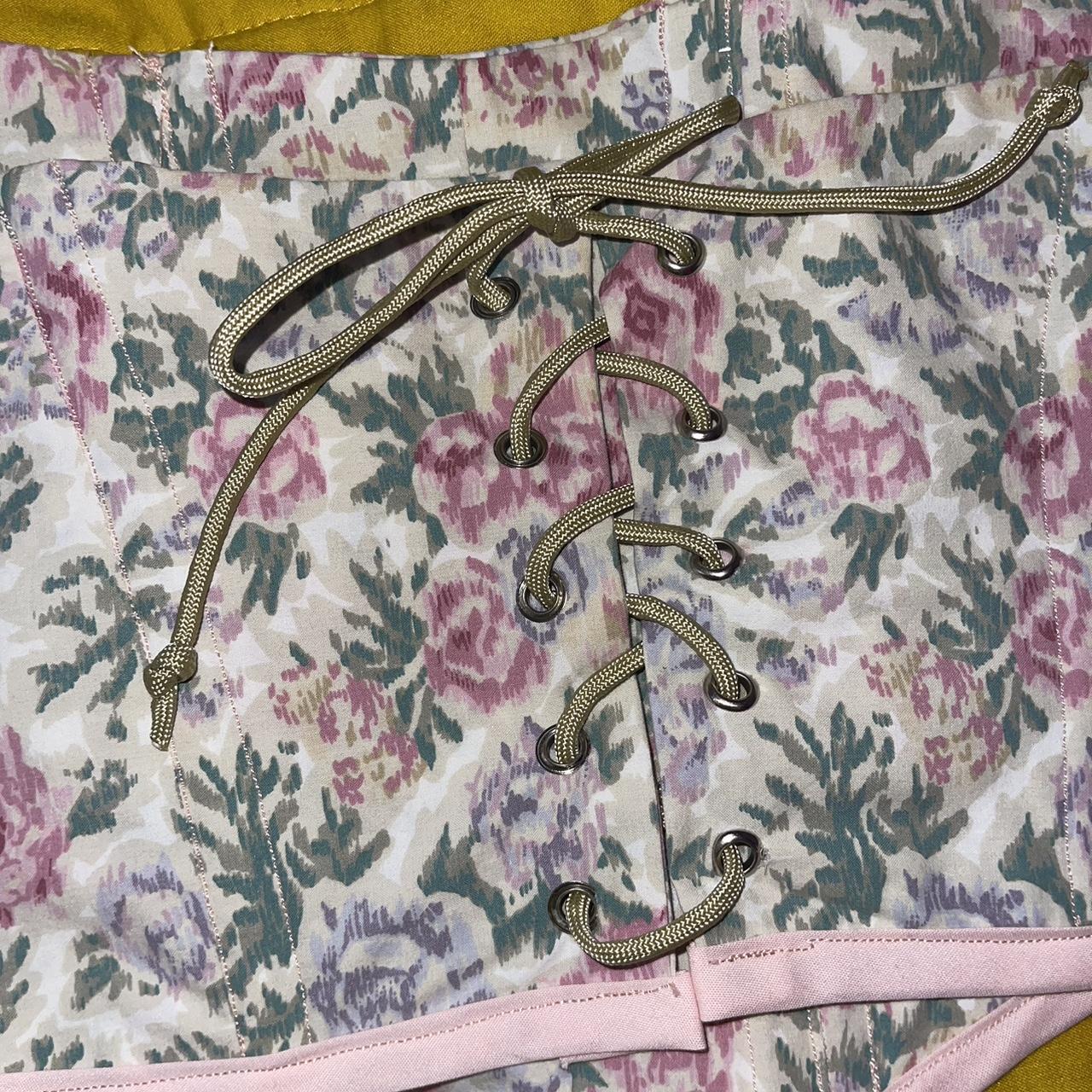 Floral corset with safety pin details hand made from... Depop