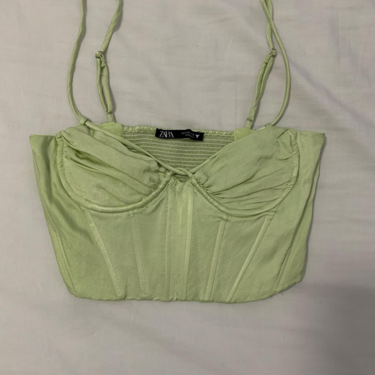 Zara Women's Green Corset Depop