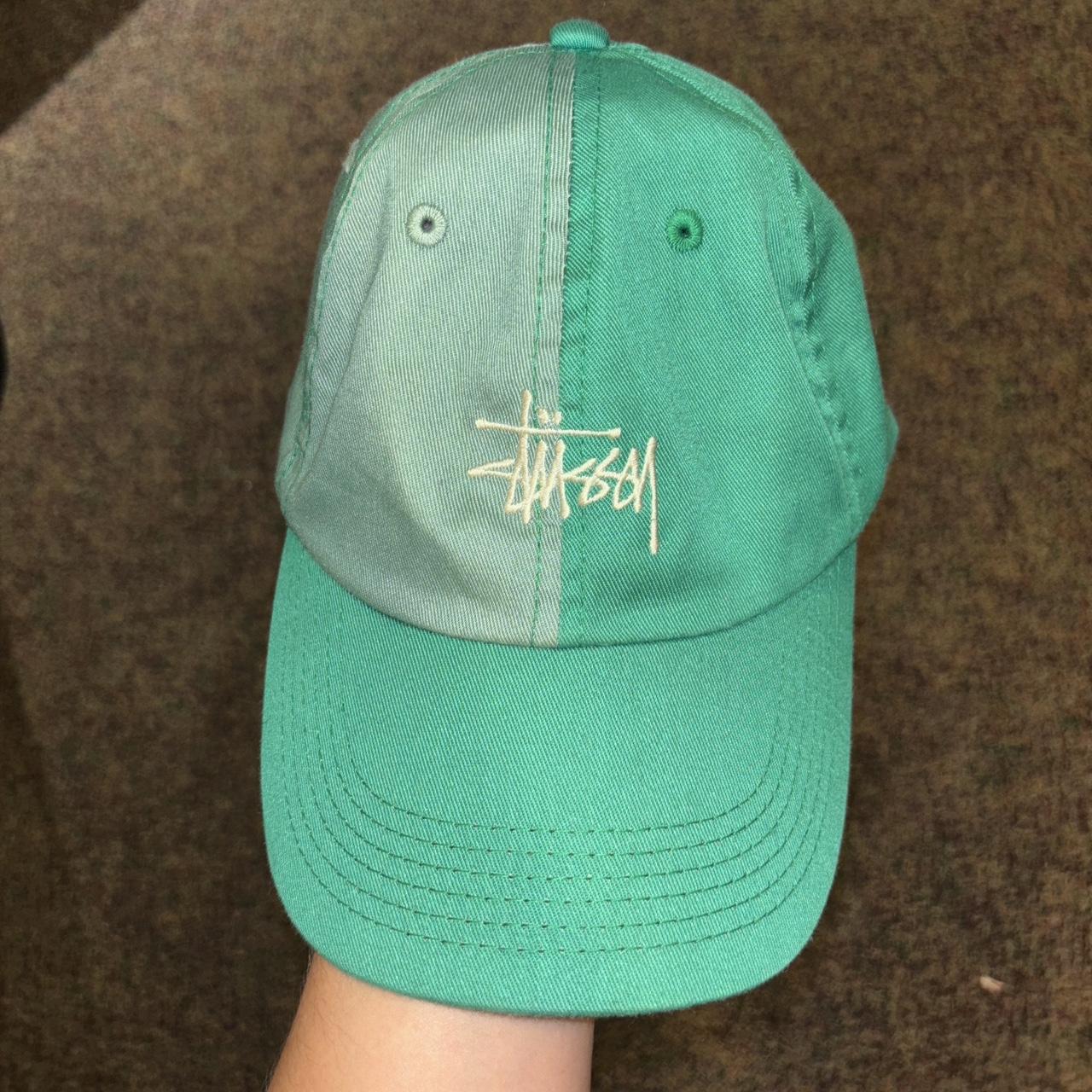 dual tone green stussy hat adjustable Depop