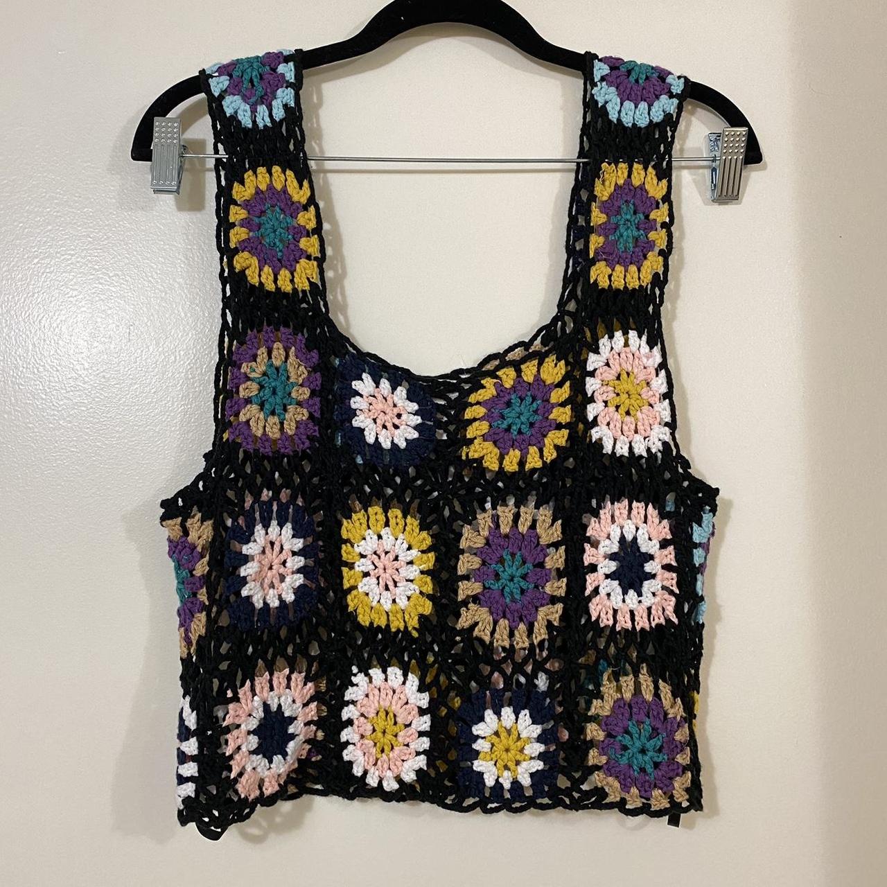 Crochet granny square top FREE shipping on bundles... - Depop