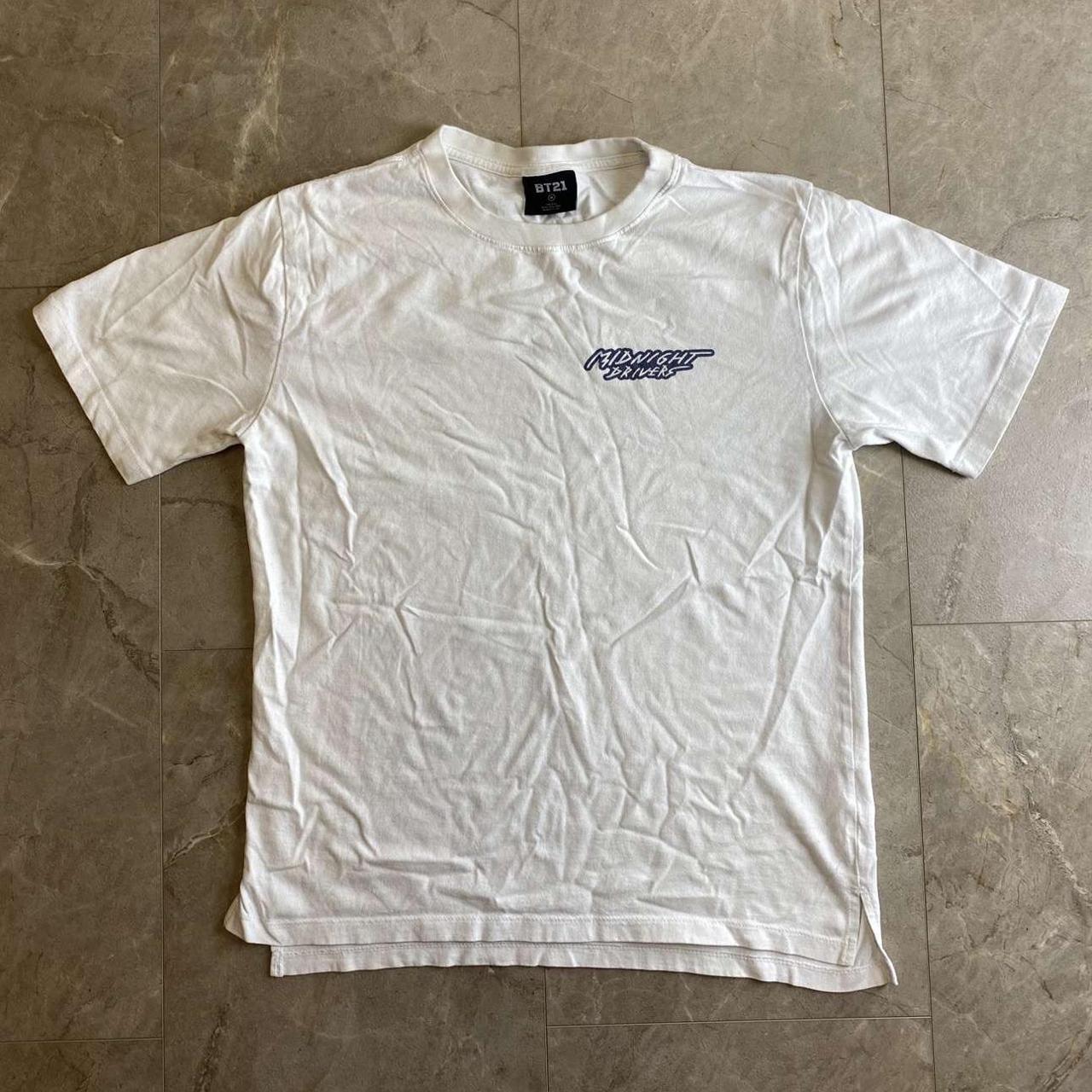 BT21 Midnight Drivers White T-Shirt Men’s M Show... - Depop