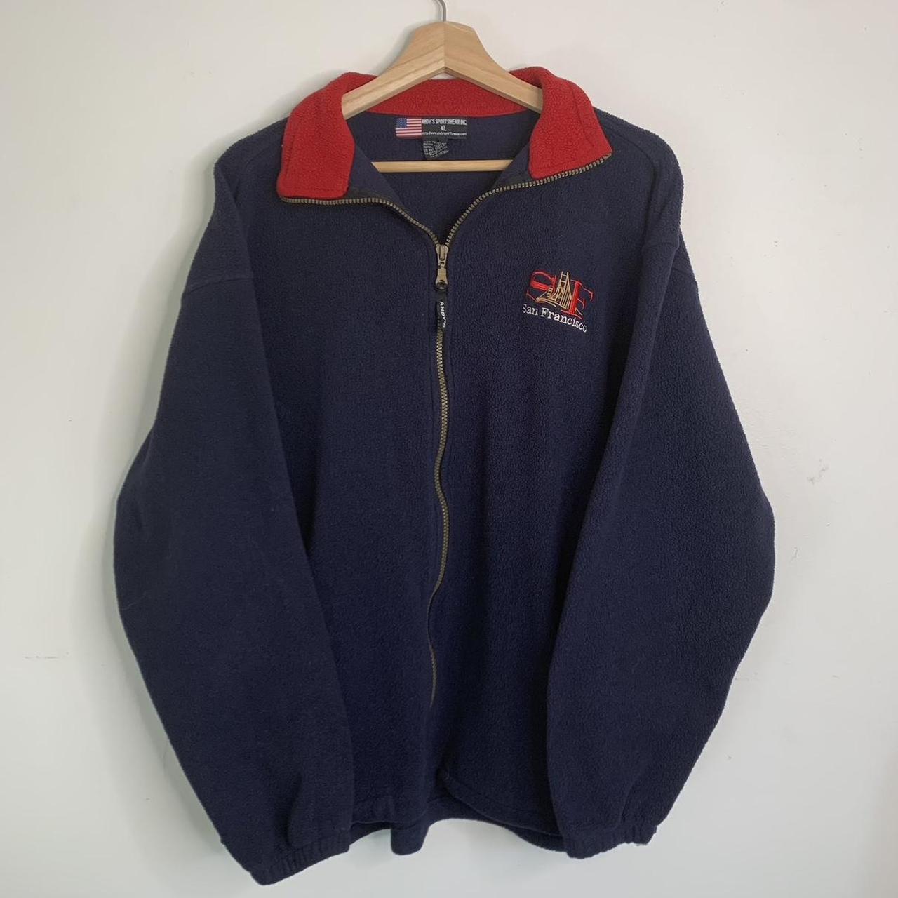 Gap Women's Navy and Red Jacket Depop
