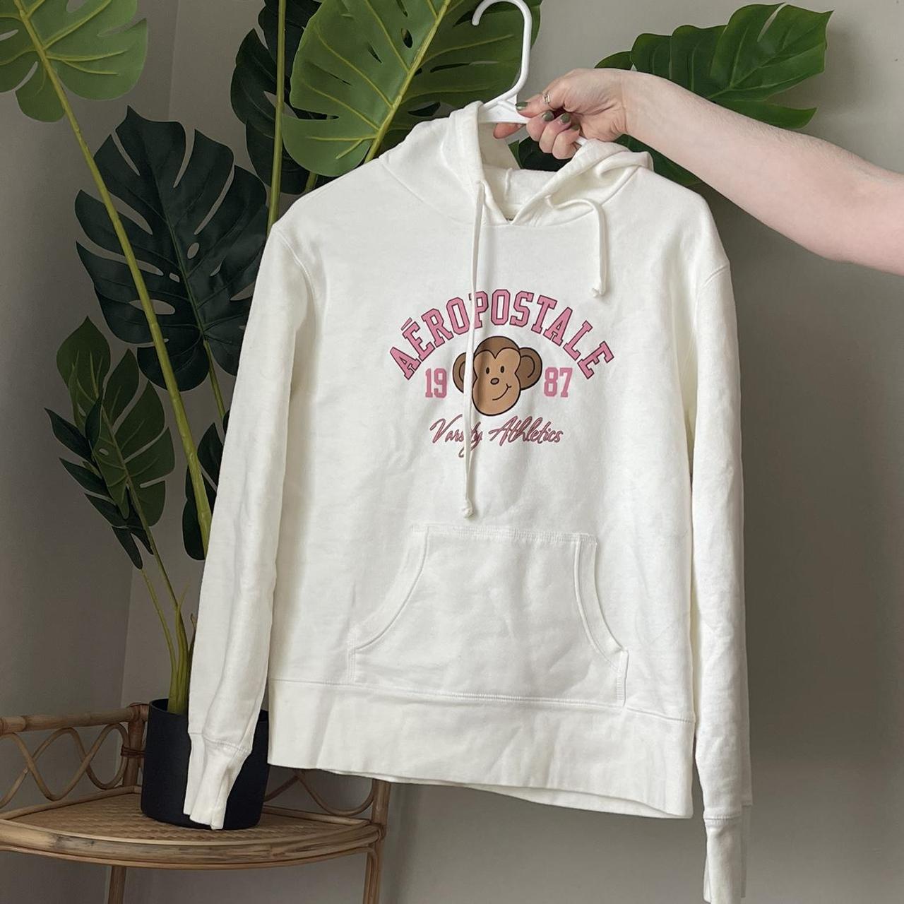 Aeropostale Women's Pink and White Sweatshirt