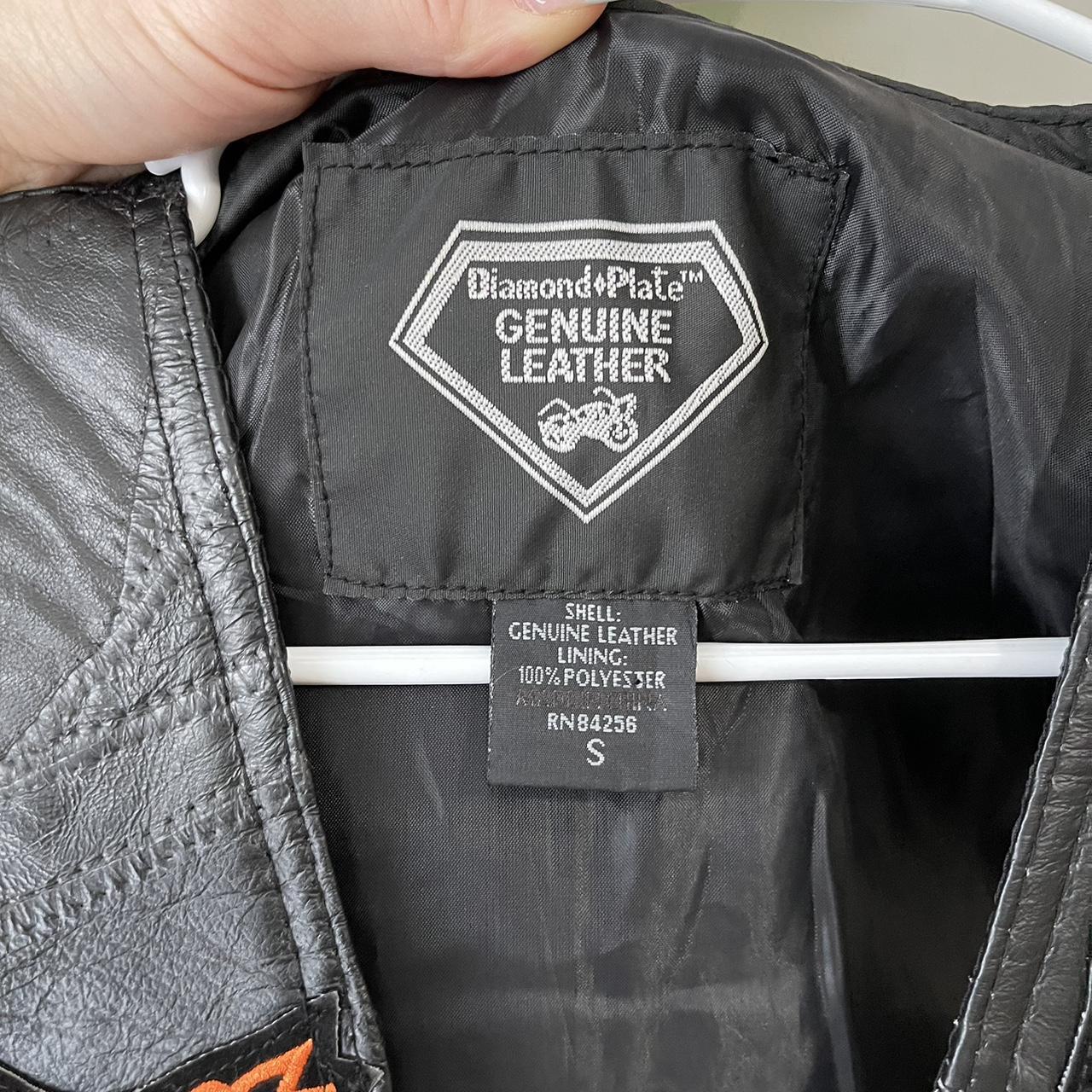 Vintage genuine leather biker vest with patches... - Depop