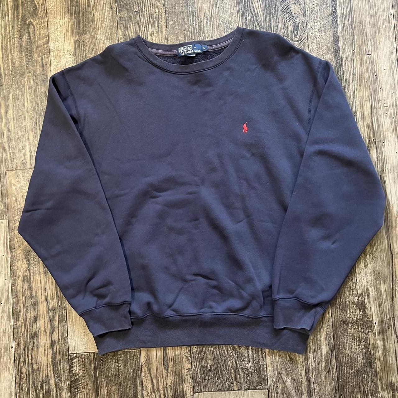 Polo Ralph Lauren Men's Navy and Red Sweatshirt | Depop