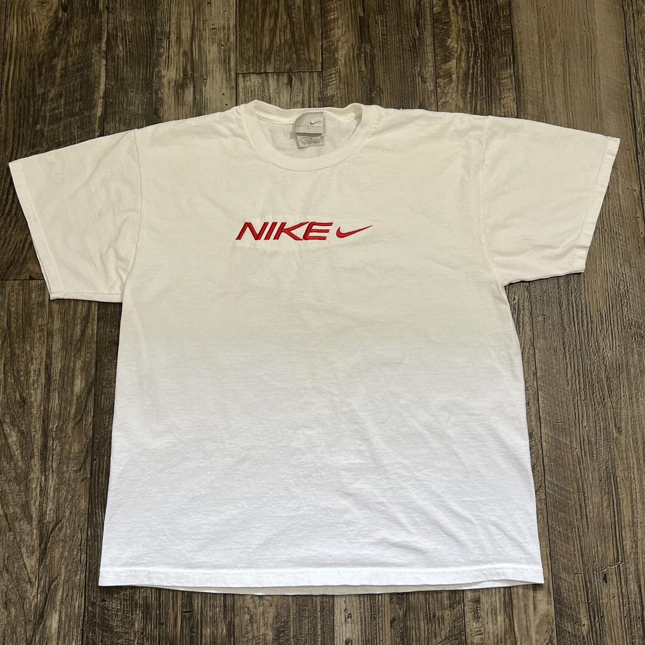 Vintage 2000s Nike red embroidered logo tee in... - Depop