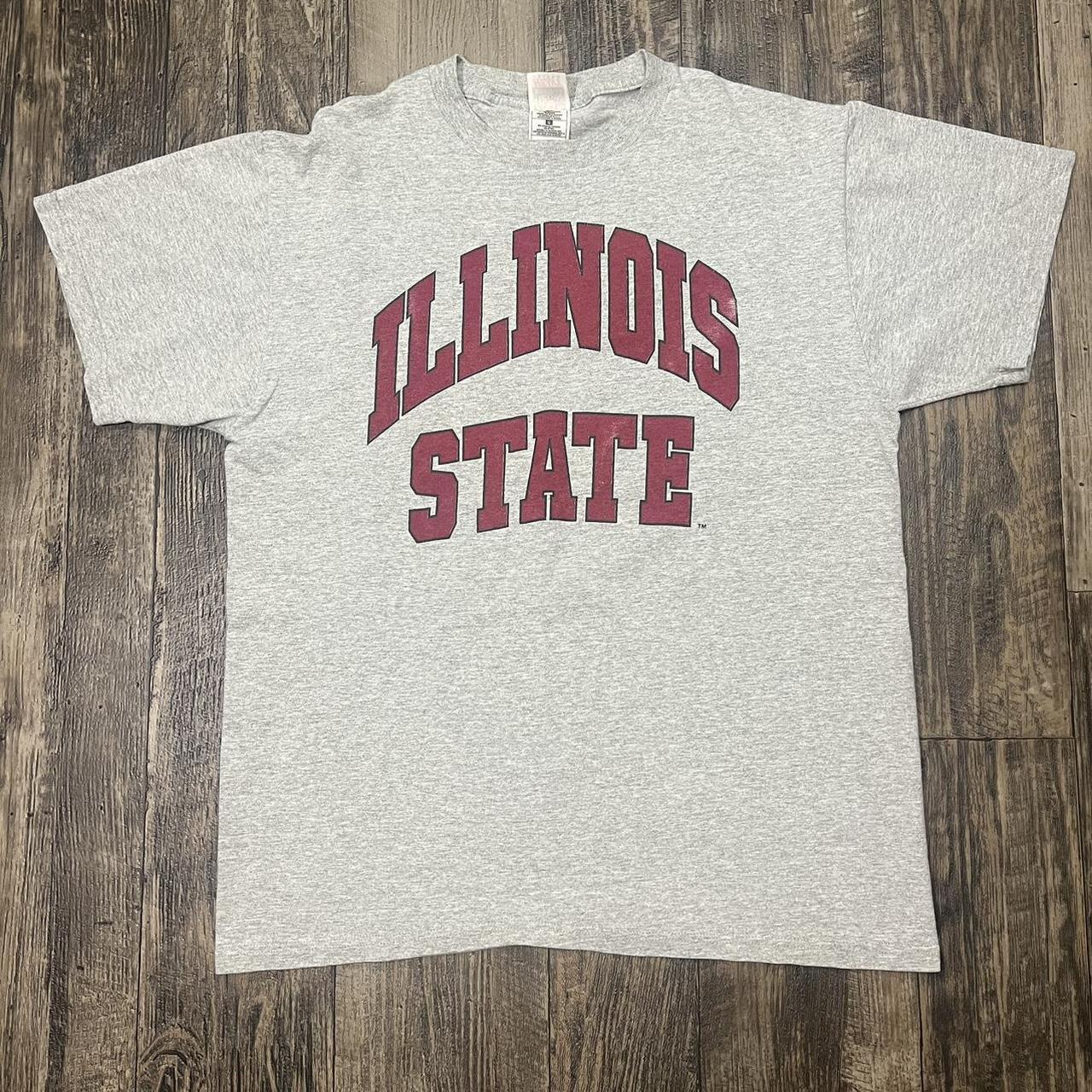 Vintage 90s Illinois State University arc text tee... - Depop