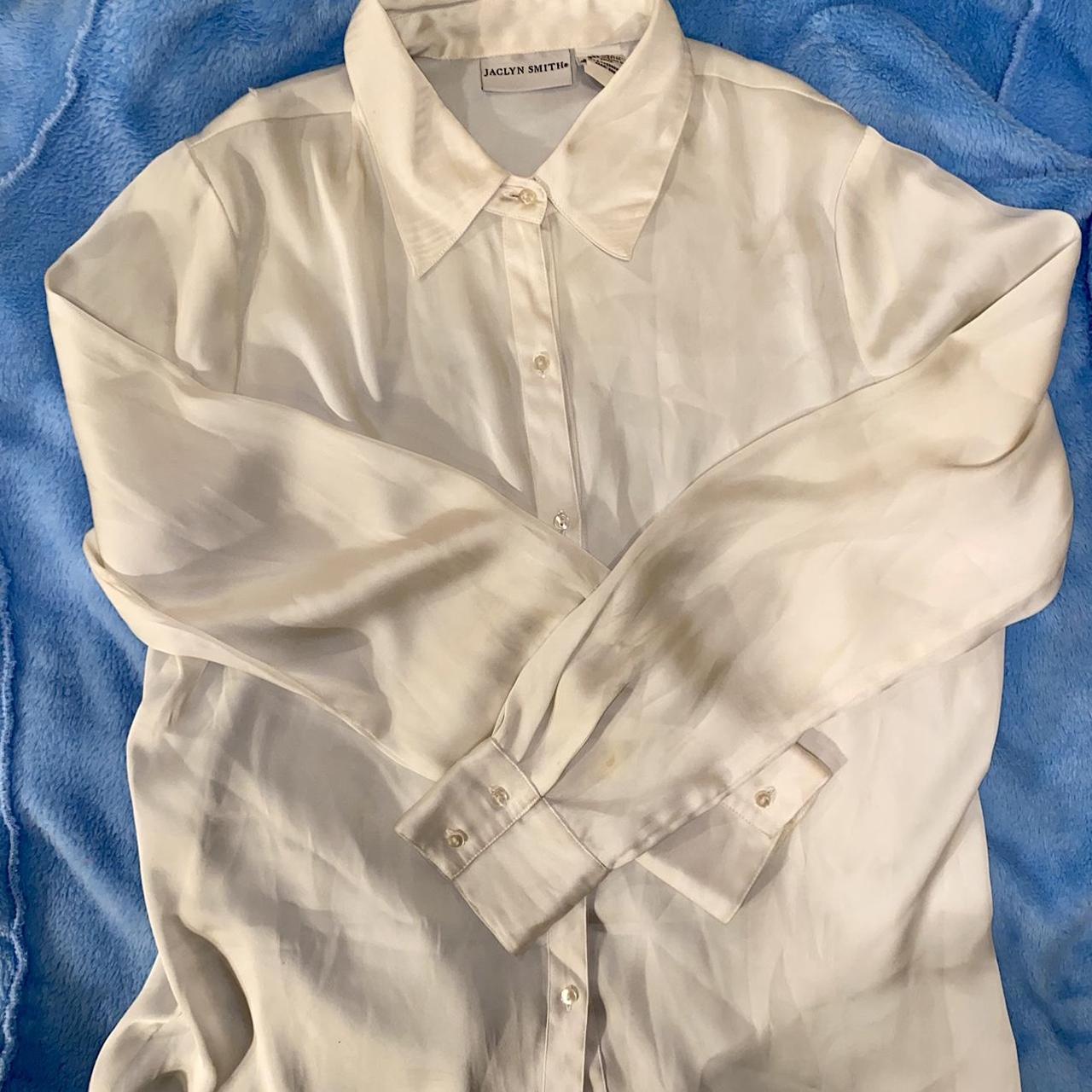 Vintage JACLYN SMITH Button Up Cream Ivory Sexy... - Depop