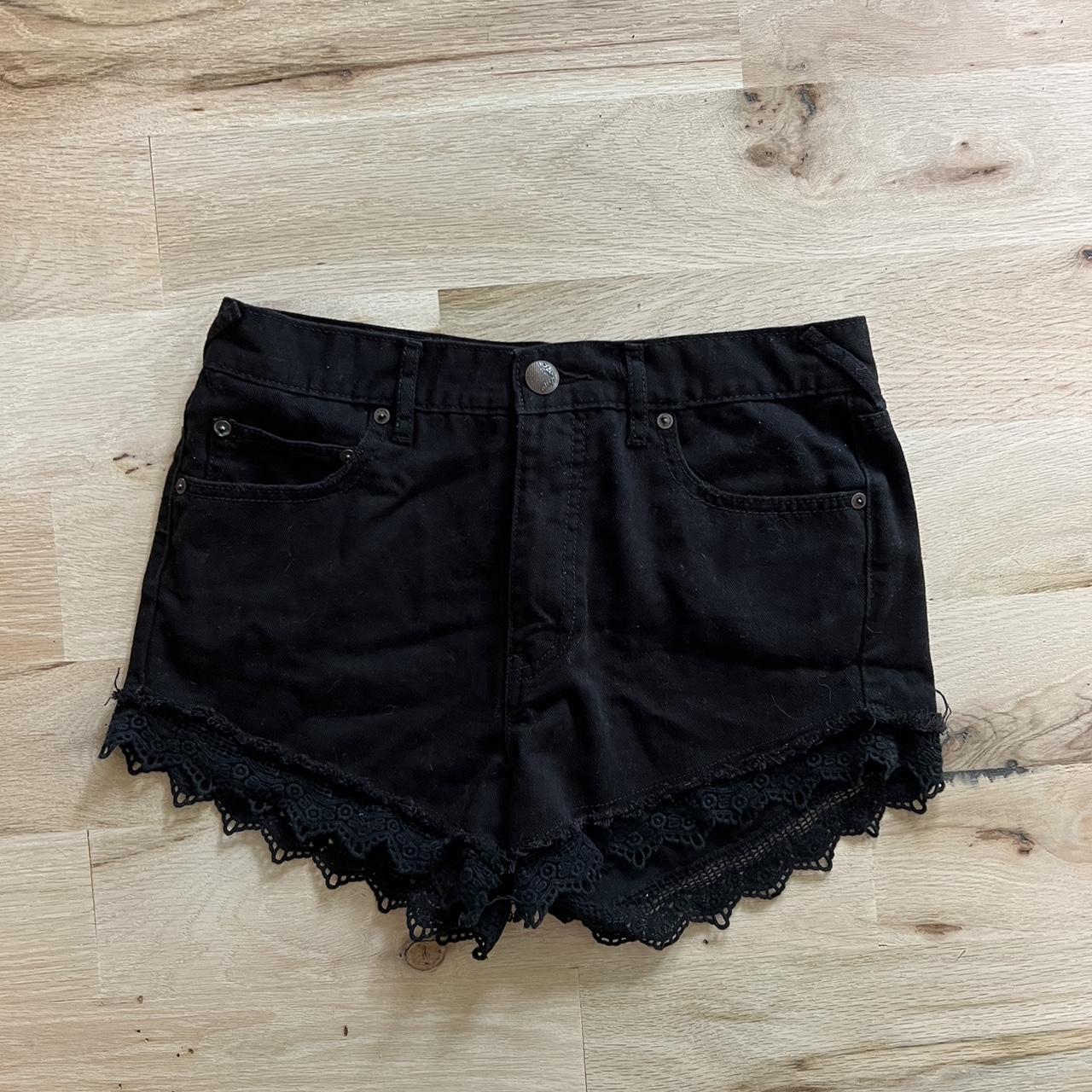 free people black jean shorts