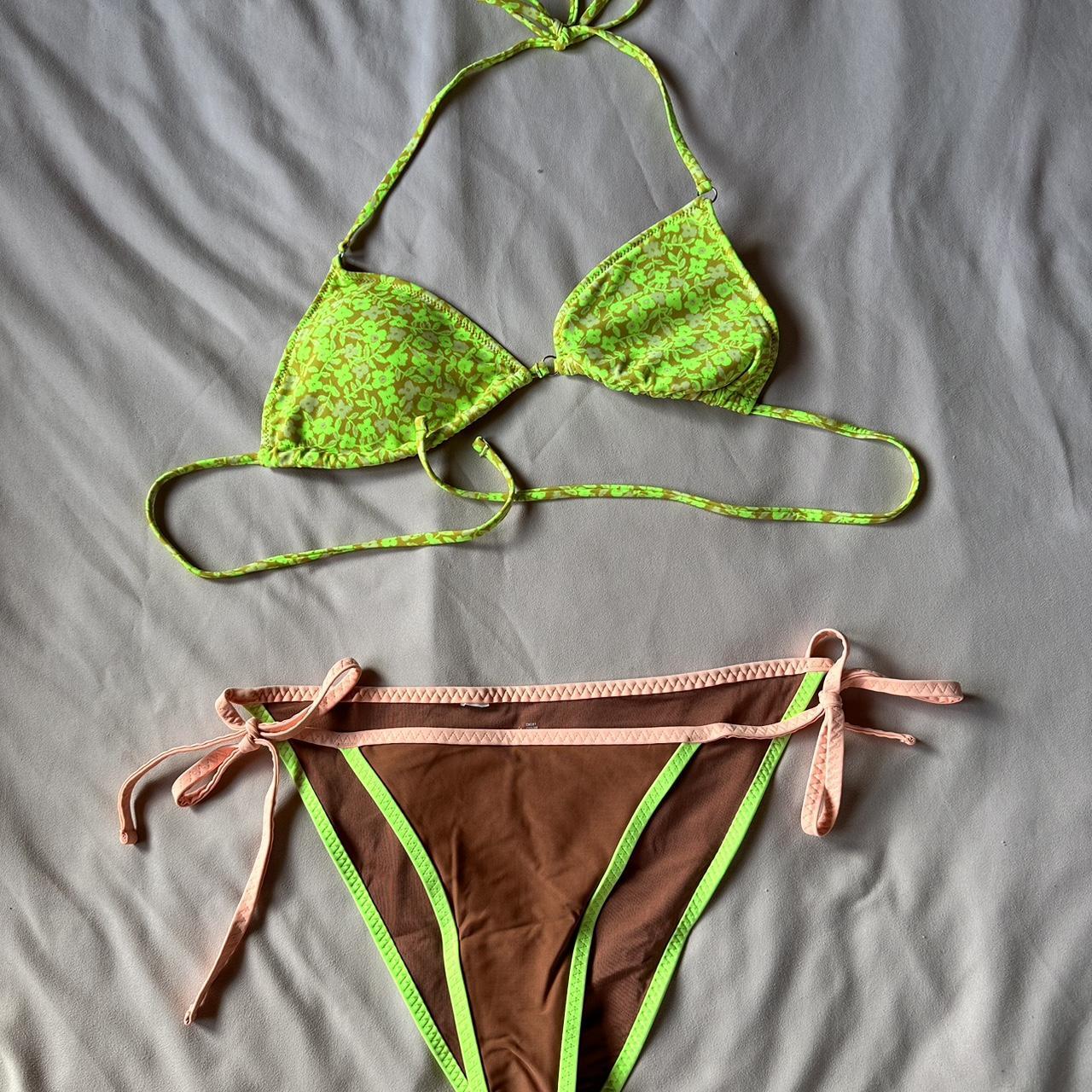 Aerie Women's Green and Orange Bikinisandtankinisets Depop