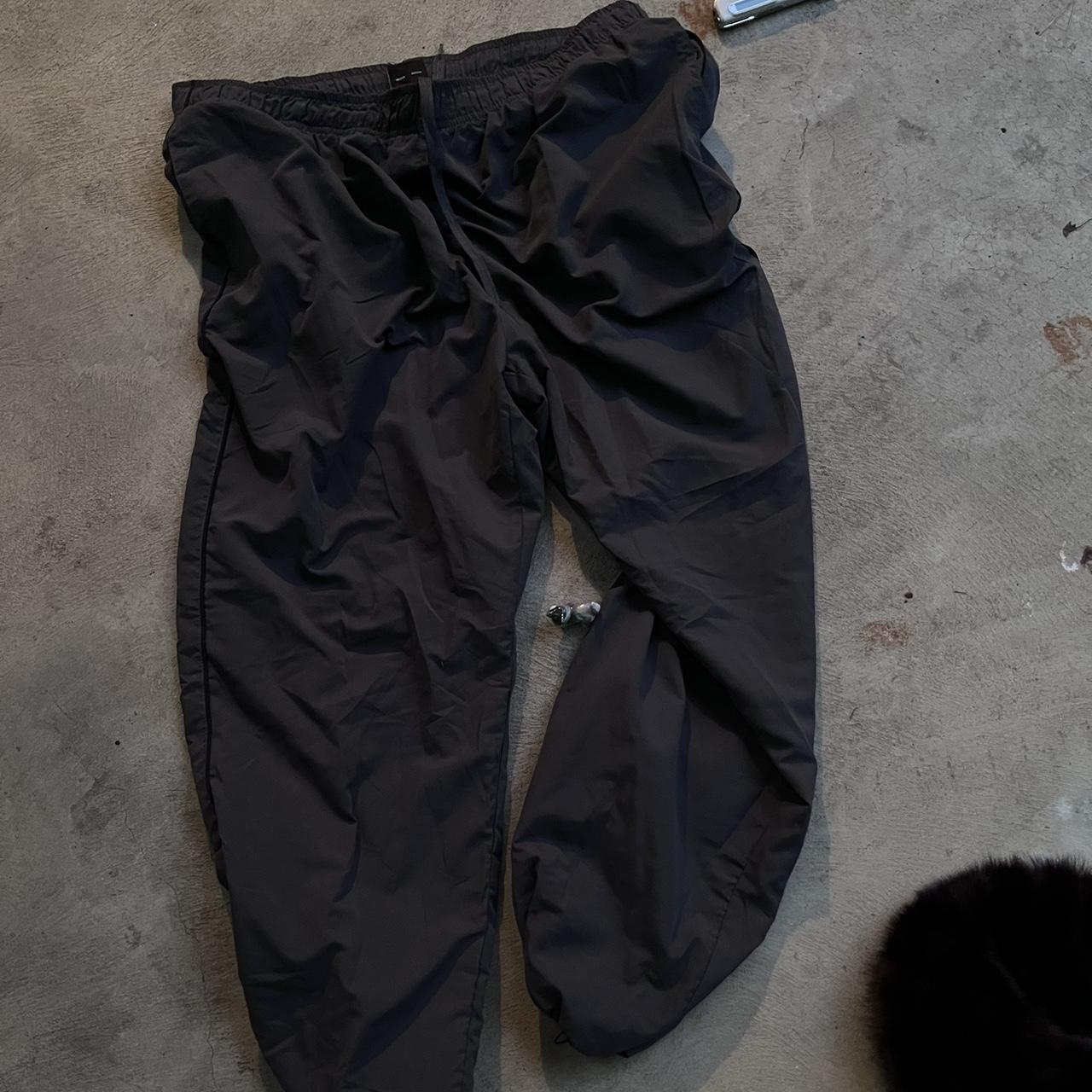 big trackies - turned parachute pants dark grey... - Depop