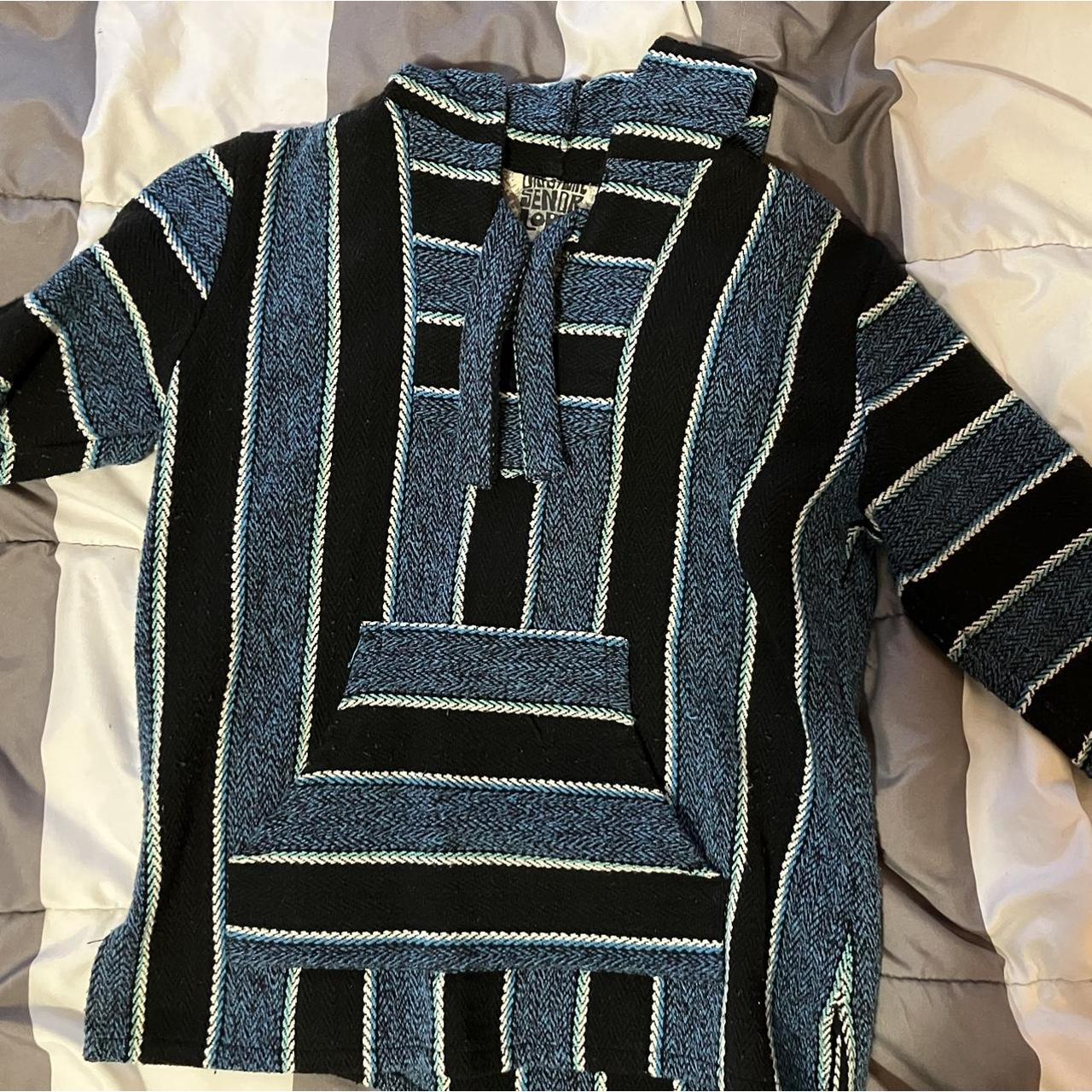 Men's Black and Blue Hoodie Depop