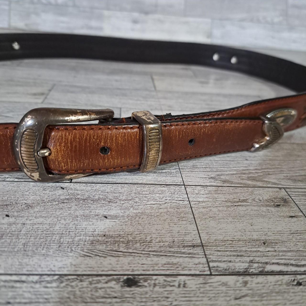 Fossil Men's Brown and Silver Belt | Depop