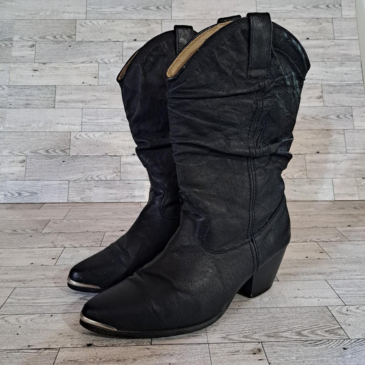 Women's Dingo Leather Cowboy Boots Black leather... - Depop