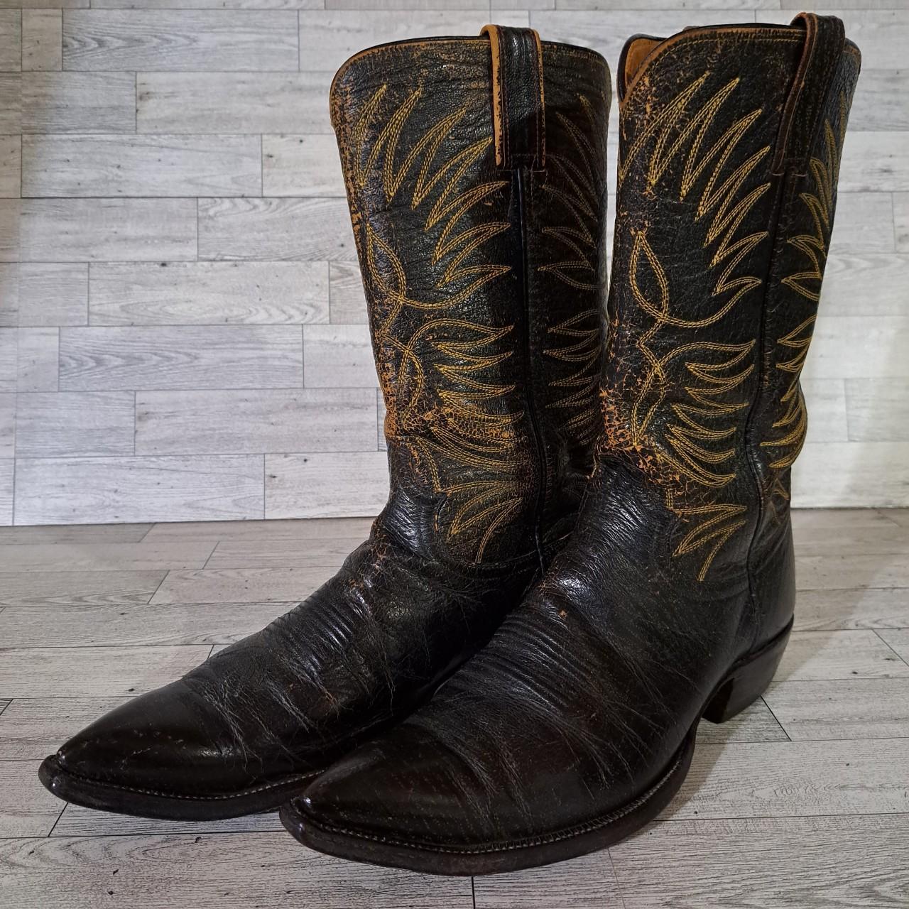 Men's Vintage Justin Handmade Leather Cowboy Boots... - Depop