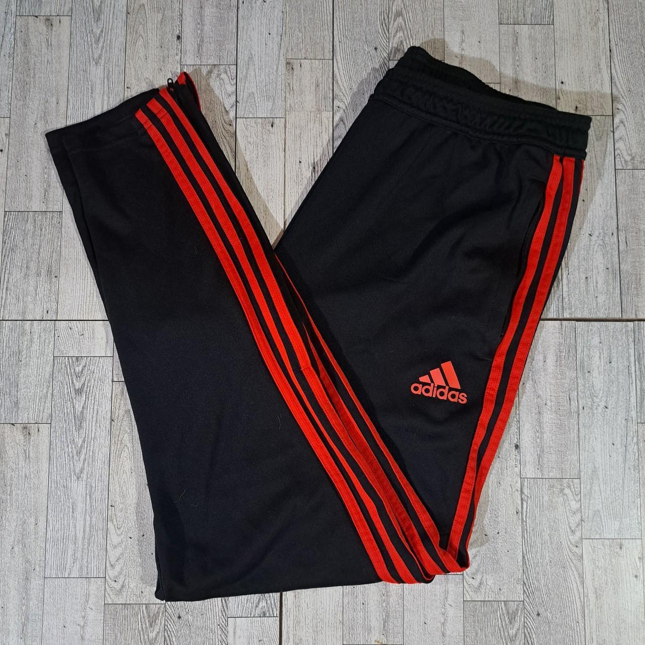 Adidas sweatpants best sale black and red